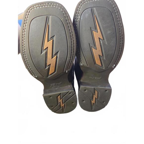 Old West Brown Western Cowboy Boots with Embroidered Design Boys - Picture 11 of 12